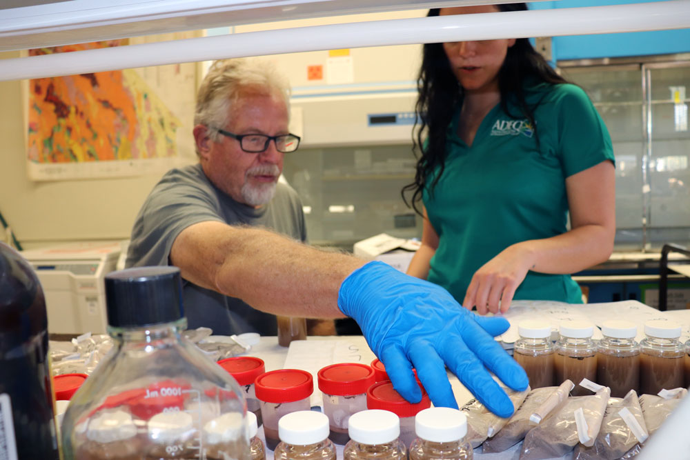 Catie Gullo analyzes sediment samples