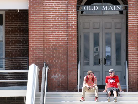 Students in front of Old Main