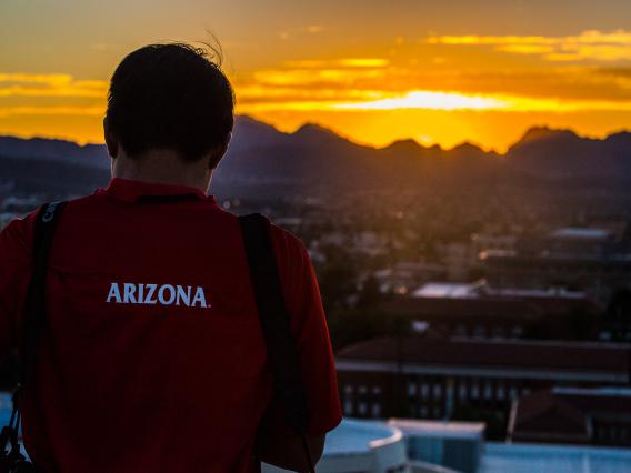 Enjoying the sunset on the University of Arizona Campus