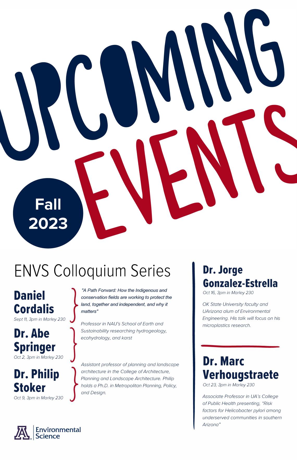 Schedule for ENVS Colloquium
